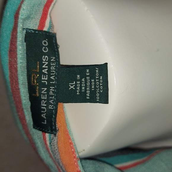 LRL Lauren Jeans Co Ralph Lauren Multi-colored Stripes Down Long-sleeves Size XL - Picture 2 of 13
